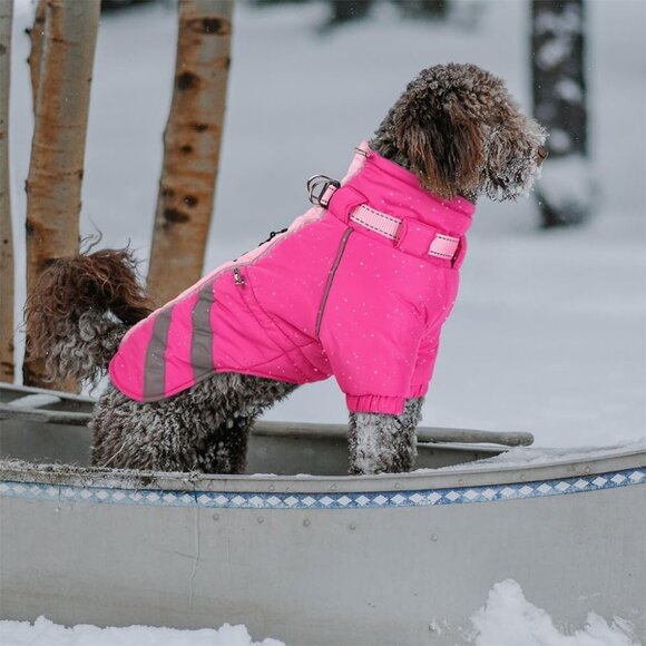 Dog Winter Jacket with Harness Waterproof Dog Snowsuit Reflective Turtleneck Dog - Picture 7 of 8